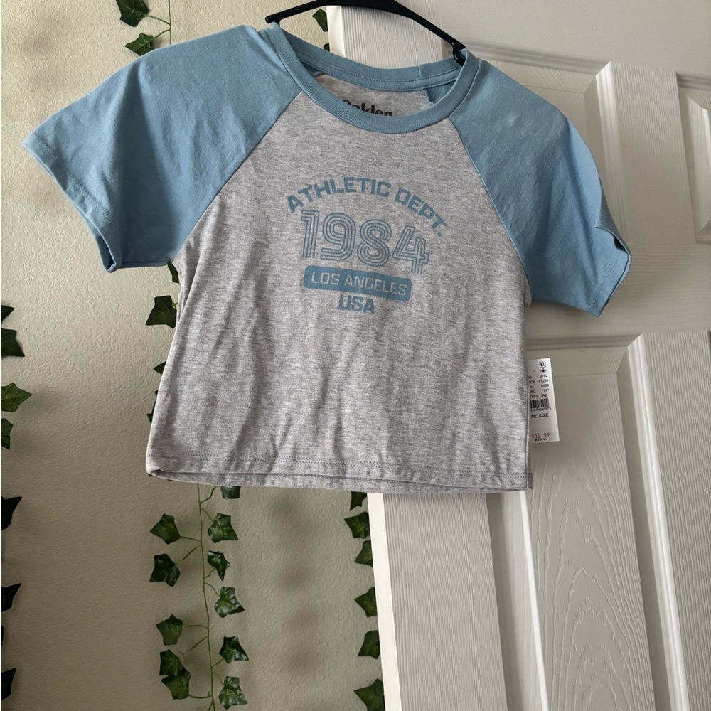 Athletic Dept Kids Raglan T-Shirt - Blue and Gray